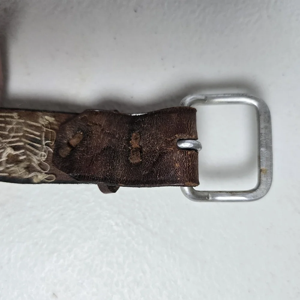 Vintage‎ Beaded Handmade Leather Belt 40